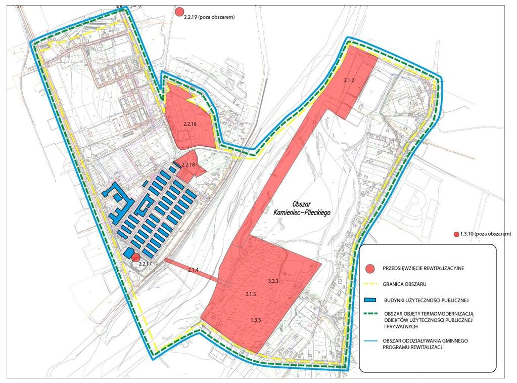 Projekty rewitalizacyjne na Obszarze Kamieniec-Pileckiego 1.3.5 Międzynarodowy Dzień Pokoju 1.3.10 Budowa żłobka i przedszkola na osiedlu Stare Stawy w Oświęcimiu (projekt realizowany poza obszarem rewitalizacji) 2.