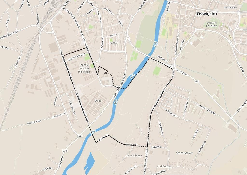 4.3 Obszar Kamieniec-Pileckiego Obszar Kamieniec-Pileckiego obejmuje Osiedle im. rtm. Witolda Pileckiego, Państwowe Muzeum Auschwitz Birkenau oraz Kamieniec.