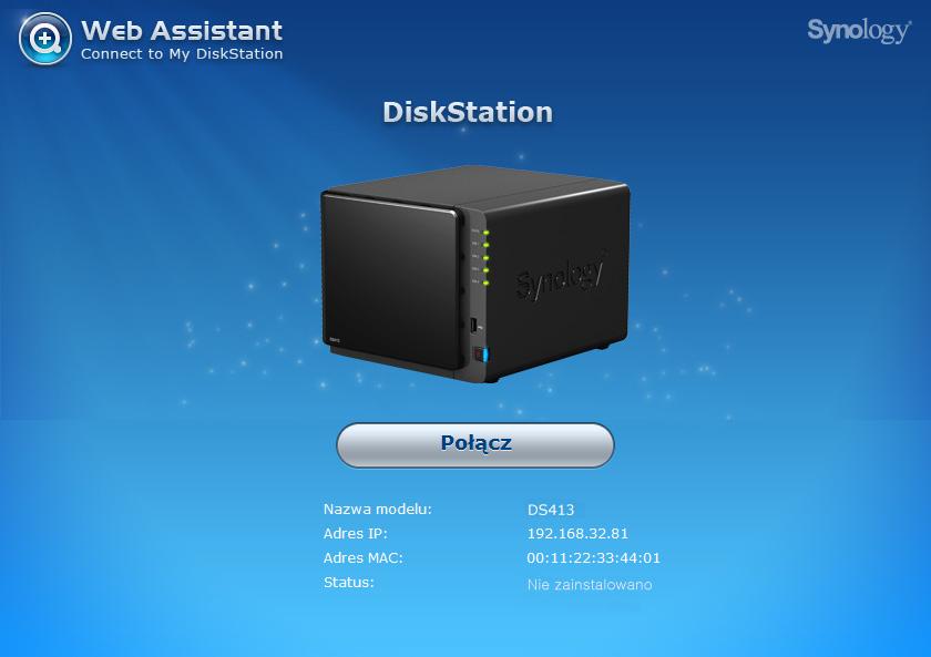 Rozdział Instalacja oprogramowania DSM na Rozdział 3: serwerze DiskStation 3 Po ukończeniu instalacji sprzętu, zanim będzie można używać serwera DiskStation, należy zainstalować na nim system
