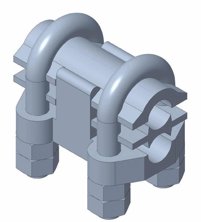 Uchwyty / Clmps Uchwyty śrubowo-kbłąkowe U-bolt joints Korpus i nkłk żeliwo cynkowne ogniowo Przekłk luminium Kbłąk, elementy złączne - stl cynkown ogniowo Boy n cover plte mlleble cst iron Seprtor