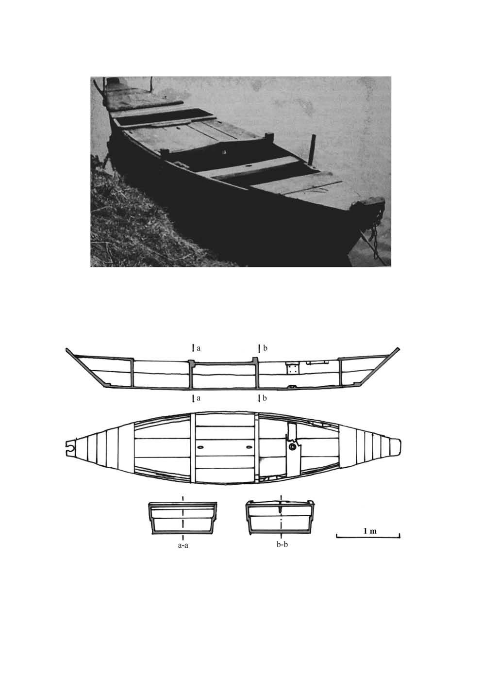 Ryc. 6. Tradycyjna szkutka warciańska z okolic Rogalina, gmina Mosina. Zdjęcie wykonane około 1960 roku (Litwin 1995, ryc. 145). Fot. J. Skonka Fig. 6. Traditional Warta river szkutka from the area of Rogalin, Mosina commune.