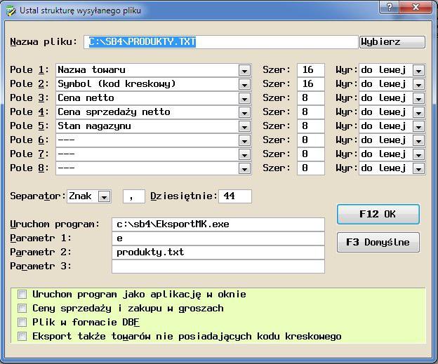 3. Ustawiamy parametry