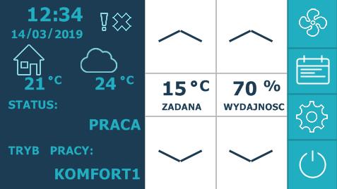 4. Ekran główny Po zasileniu i połączeniu ze sterownikiem na ekranie sterownika ukaże się strona główna (rys. 2). Rys.