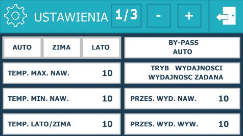 Po naciśnięciu na którąś z wartości zostanie ona podświetlona, następnie używając strzałek góra-dół możemy ustawić preferowaną wartość.