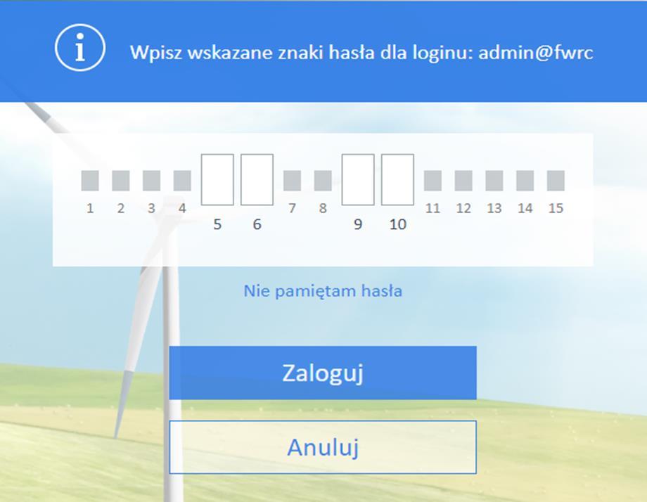 Po prawidłowym wpisaniu loginu system wyświetli poniższe okno, w którym wprowadzamy otrzymane, przypisane hasło dla danego loginu i klikamy przycisk Zaloguj.