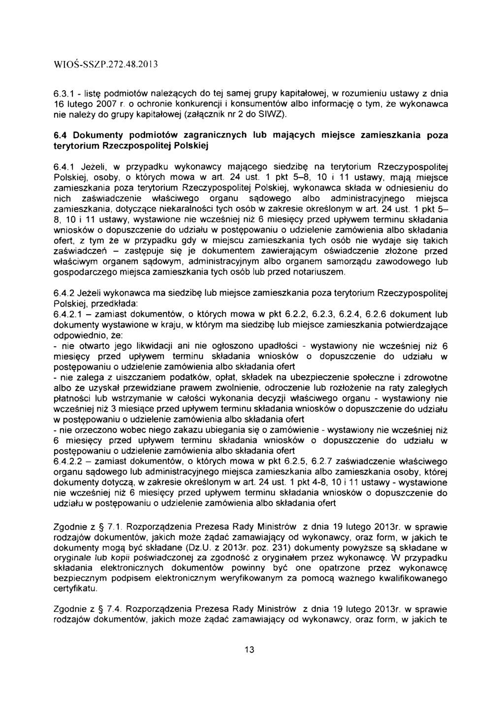 6.3. - liste podmiot6w naleza,cych do tej same] grupy kapitatowej, w rozumieniu ustawy z dnia 6 iutego 007 r.
