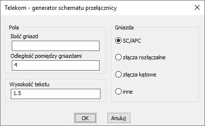 4.11.2 GENERATOR SCHEMATU PRZEŁĄCZNICY Powyższe polecenie wygeneruje schematy przełącznicy (ODF) dopasowany do