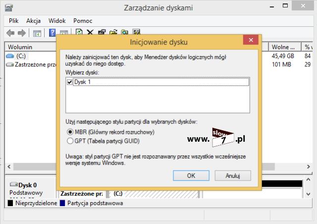 32 (Pobrane z slow7.pl) Pierwszym naszym wyborem jest zdecydowanie stylu partycji. Wybór mamy pomiędzy MBR a GPT. Hmmmm, co wybrać?