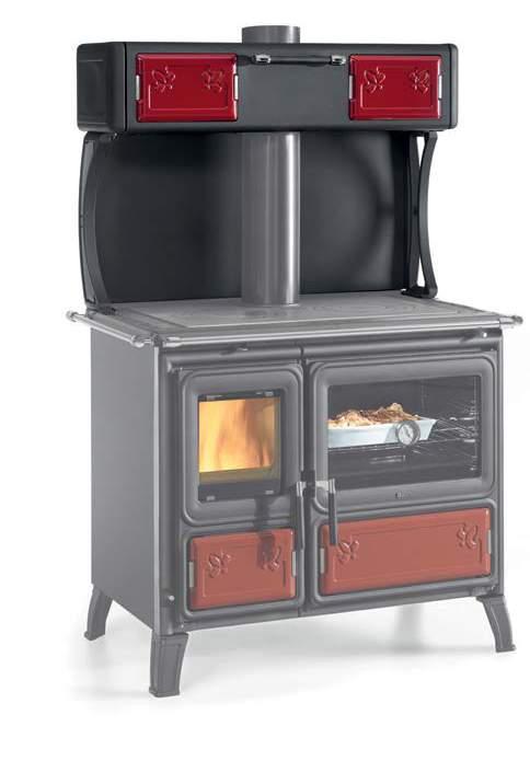 Milly A + Piec kuchenny na drewno DANE TECHNICZNE KOLORY kw-m 9,8 kw-n 8,7 m 3 *** 249 % 89,1 Pojemność Kg ~17 Biały Infinity Bordowy AKCESORIA Food warmer (L-H-P 987x710x370 mm) kg/h 2,3 Ø mm Dim.
