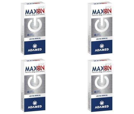 4x MAXON ACTIVE 4 tabletki powlekane Cena: 85,36 PLN Opis słownikowy Producent Rodzaj rejestracji ADAMED Lek Opis produktu Opis MAXON ACTIVE 4 tabletki powlekane (Sildenafil) Wskazania Lek Maxon