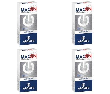 4x MAXON ACTIVE 4 tabletki powlekane Cena: 85,36 PLN Opis słownikowy Producent Rodzaj rejestracji ADAMED Lek Opis produktu Opis MAXON ACTIVE 4 tabletki powlekane (Sildenafil) Wskazania Lek Maxon