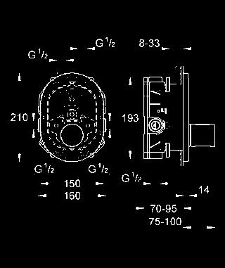 35 500 000 Rapido T uniwersalny podtynkowy element termostatyczny wanna / prysznic / termostat centralny, zabudowa w ścianie 70mm - 95mm urządzenie wstępnie zmontowane, głowica termostatyczna z