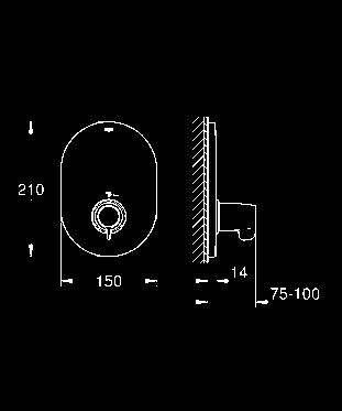 przy wykorzystaniu wszystkich wyjść wyjście na dole 1/2 - do stosowania jedynie z oddzielnym zaworem odcinającym 29 096 000 Grohtherm Special Bateria centralna z termostatem do