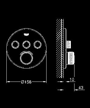 SmartControl Bateria termostatyczna do obsługi trzech wyjść wody do montażu gotowego z Rapido SmartBox 35 600 000 (zamawiany osobno) metalowa rozeta ścienna z QuickFix (zakryte uszczelnienie rozety i