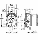 35 500 000 Rapido T uniwersalny podtynkowy element termostatyczny wanna / prysznic / termostat centralny, zabudowa w ścianie 70mm - 95mm urządzenie wstępnie zmontowane głowica termostatyczna z