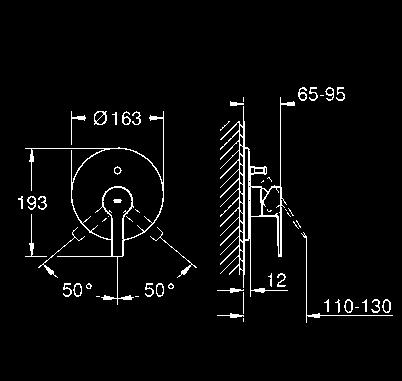 35 501 000 Rapido E uniwersalny podtynkowy element jednouchwytowy wannowo / prysznicowy zabudowa w ścianie 70-100 mm urządzenie wstępnie zmontowane głowica ceramiczna 46 mm z SilkMove regulowany