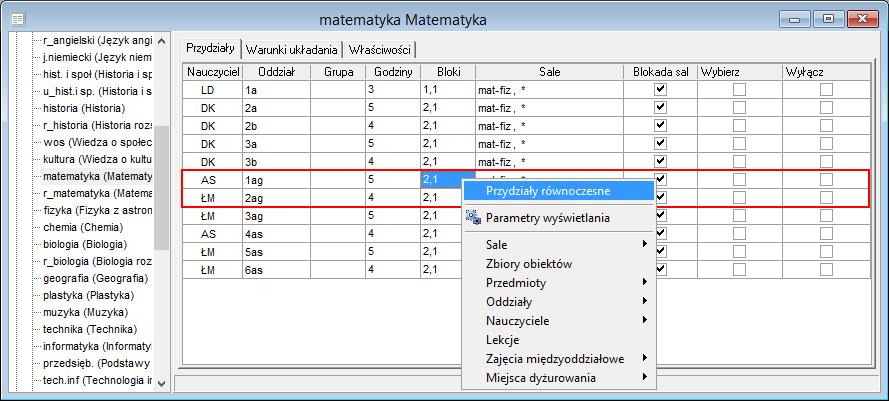 Plan lekcji Optivum. Jak zagwarantować, aby wybrane zajęcia odbywały się równocześnie? 4/5 4.