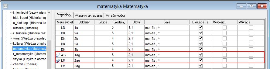 Plan lekcji Optivum. Jak zagwarantować, aby wybrane zajęcia odbywały się równocześnie?