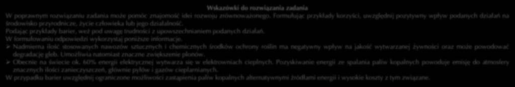 Zadanie: 176 Poniżej podano dwa rodzaje działań zgodnych z zasadami zrównoważonego rozwoju.