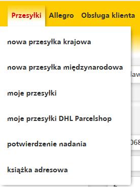 3. Wybierz przesyłkę W menu na