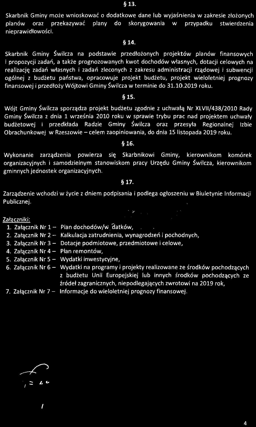 Wójt Gminy Świlcza sporządza projekt budżetu zgodnie z uchwałą Nr Xl V11/438/2010 Rady Gminy Świlcza z dnia 1 września 2010 roku w sprawie trybu prac nad projektem uchwały budżetowej i przedkłada