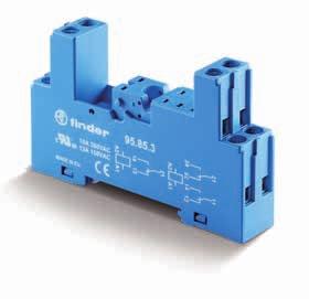 Obejmy wyrzutnikowe Patrz strona 16 95.55 95.85.3 Patrz strona 17 Moduł Gniazdo Przekaźnik Opis Mocowanie kcesoria 99.80 95.83.3.31 Gniazdo z zaciskami Na szynę DIN 35 mm Moduły sygnalizacyjne i EMCprzeciwprzepięciowe 95.