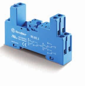 95 Gniazda i akcesoria dla przekaźników Serii 95.85.3 Certyfikaty i dopuszczenia (wg typu): 060.48 095.91.3 Gniazdo z zaciskami śrubowymi (zacisk koszyczkowy) montaż na panel lub szynę DIN 35mm 95.83.