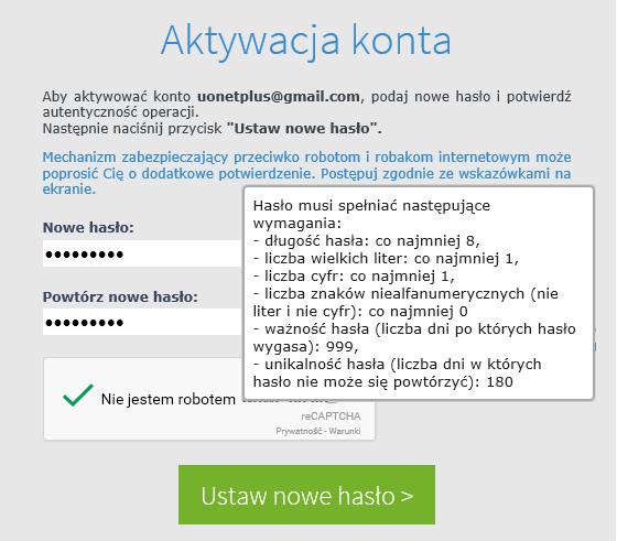 Jak po raz pierwszy zalogować się do systemu UONET+? 3/5 6.