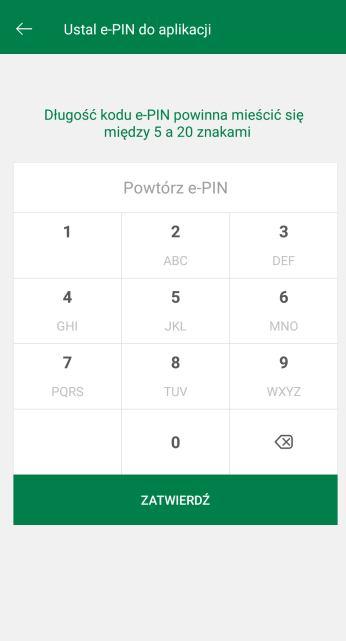 Logowanie Logowanie do Aplikacji mobilnej odbywa się za pomocą kodu e-pin-u ustalonego w trakcie jej