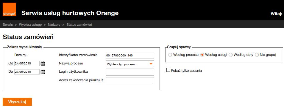 W kolumnie status,widoczny jest obecny status zamówienia.
