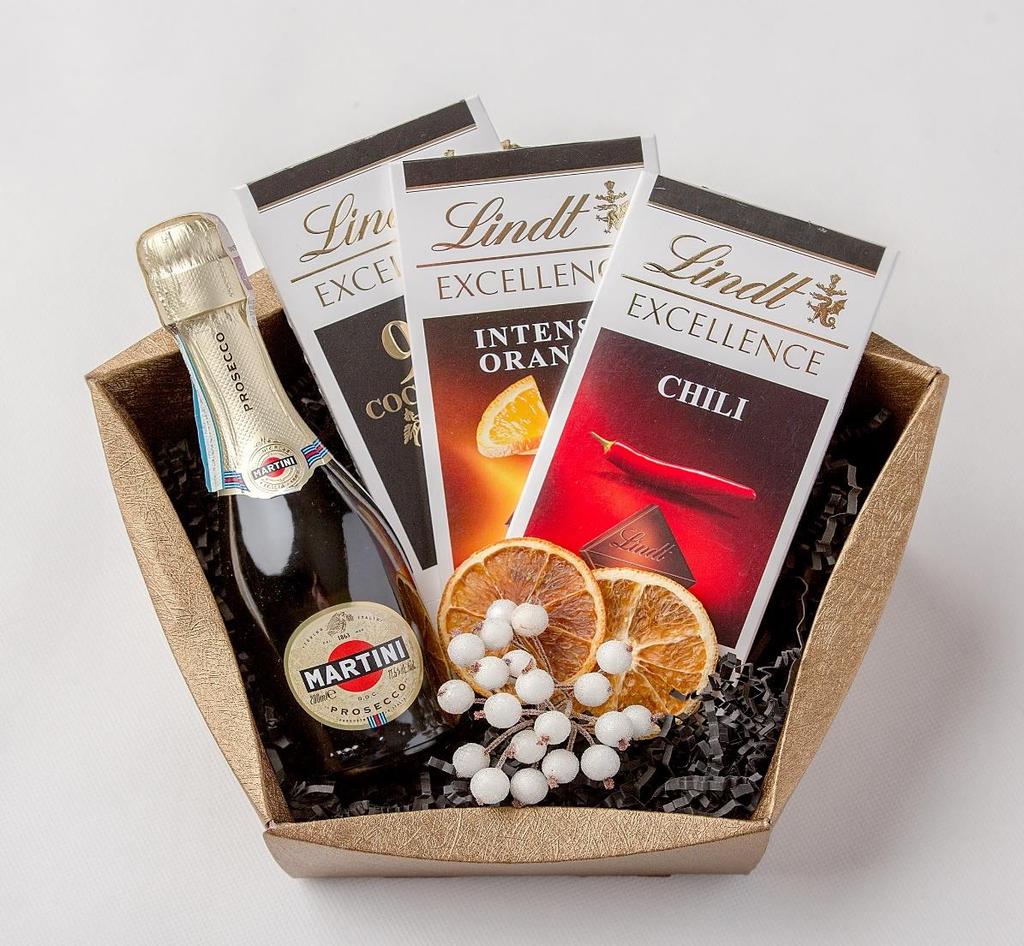 Zestaw Świąteczny nr 1 Martini Prosecco 200 ml Czekolada Lindt Excellence Orange 100g Czekolada Lindt Excellence 99% Cocoa 50g