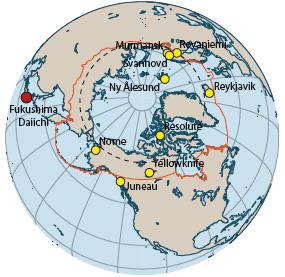 W obrębie Arktyki rozmieszczone są stacje permanentnego monitoringu powietrza w niskich warstwach atmosfery i przy powierzchni gruntu (rys. 30).