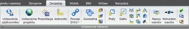 Ustawienia projektu Przed rozpoczęciem modelowania można dokonać następujących ustawień: Informacje o projekcie: informacje do wyświetlenia w bloku tytułowym.