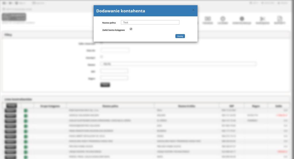 Ewidencja - kontrahenci Dodawanie kontrahenta z kontami księgowymi Salda