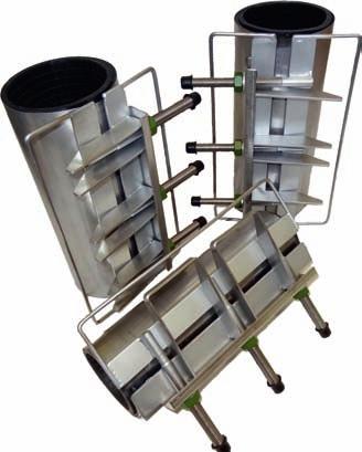 OPASKI NAPRAWCZE TYP OP-U - opaski jednodzielne Opaski służą do naprawy prostych odcinków rurociągów wykonanych z rur żeliwnych, stalowych, azbestocementowych, polietylenowych i PVC transportujących