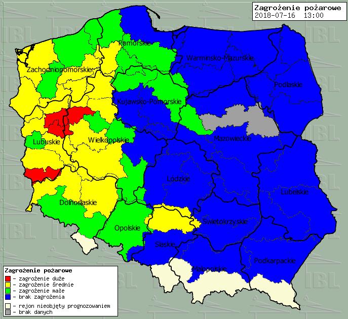 pożarowe lasów Ostrzeżenia