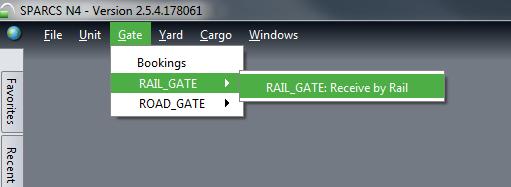 5.1 Złożenie pustego kontenera kolej Krok 1 Z zakładki Gate wybieramy opcję RAIL_GATE: Receive by Rail.