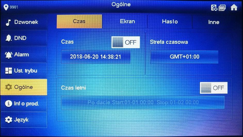 Ustawienie czasu letniego Rys.4.12 Naciśnij Czas a ikona zmieni się na, a więc będziesz mógł ręcznie wprowadzić zmiany. Naciśnij aby aktywować Czas letni.