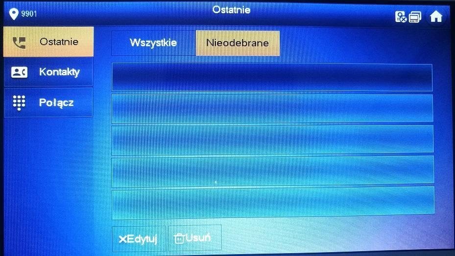 4.3.5 Ostatnie połączenia Podgląd i zarządzanie nieodebranymi i odebranymi połączeniami. Wybierz Połącz > Ostatnie, a system wyświetli interfejs jak na rys. 4.25.