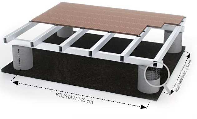 7 Kołek rozporowy SM 4,0 x 60 (do wylewki betonowej) 1.8 Śruba do betonu M10x120 (do fundamentu punktowego) 1.9 Aluminiowy łącznik kątowy do legara 1.