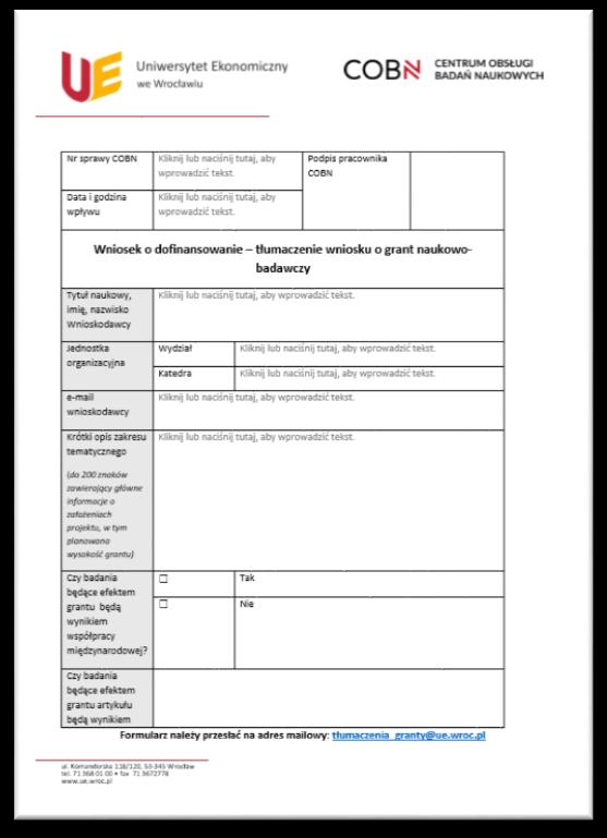 Dofinansowanie Dofinansowanie do korekt językowych (proofreading): prac przygotowywanych do publikacji w czasopismach posiadających współczynnik wpływu Impact