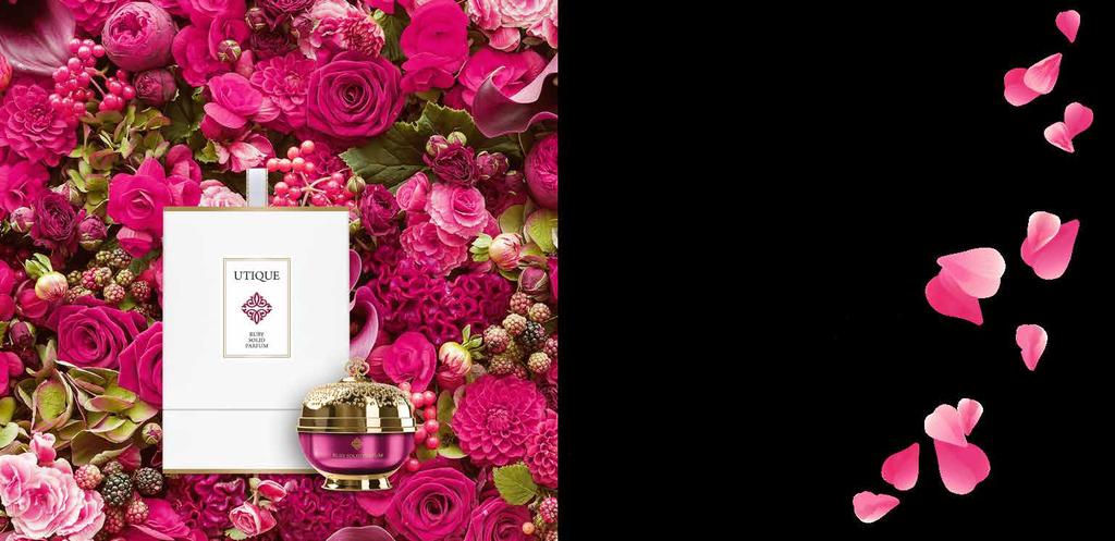 76 77 UTIQUE PERFUMY W KREMIE RUBY RUBY SOLID PARFUM 20 g 502029 690,00 PLN 34 500,00 PLN / 1 kg Wyobraź sobie, jak Twój ulubiony zapach zamienia się w wyjątkową formę, którą możesz dotknąć i upajać