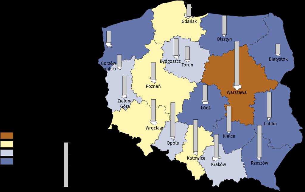Iloraz przepływów Miernikiem informującym o stopniu atrakcyjności rynku pracy na danym obszarze jest iloraz przepływów, czyli stosunek liczby przyjeżdżających do pracy do liczby wyjeżdżających w tym