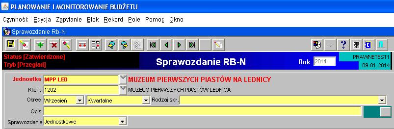 3.3 Czynności wstępne w celu wprowadzenia sprawozdania W celu wprowadzenia nowego sprawozdania należy wybrać w Przeglądzie sprawozdań przycisk Wprowadź co spowoduje wyświetlenie poniższego widoku: