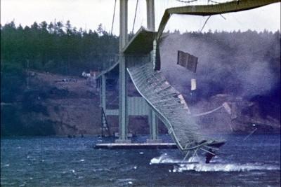 Tacoma Narrows Bridge - USA visutý most otevření 1.7.1940 zřícení 7.11.