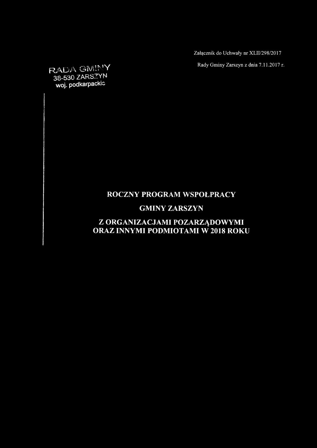 ROCZNY PROGRAM WSPÓŁPRACY GMINY