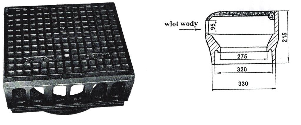 Wpusty jezdniowo-krawężnikowe klasa C-250 z żeliwa szarego Wpusty ściekowe