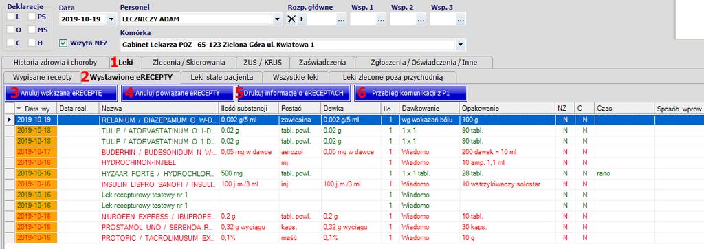 jednej recepty w ezoz ie) dokonać można po wybraniu danych pacjenta oraz zakładki Leki (1)->