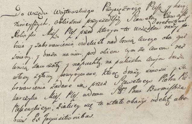 Fot. 29. Opis uszkodzeń ciała sławetnego Tomasza Rolińskiego, 1789 r. W analizowanym okresie 87 razy pojawiały się w sądach pleszewskich sprawy związane z różnymi rozliczeniami.