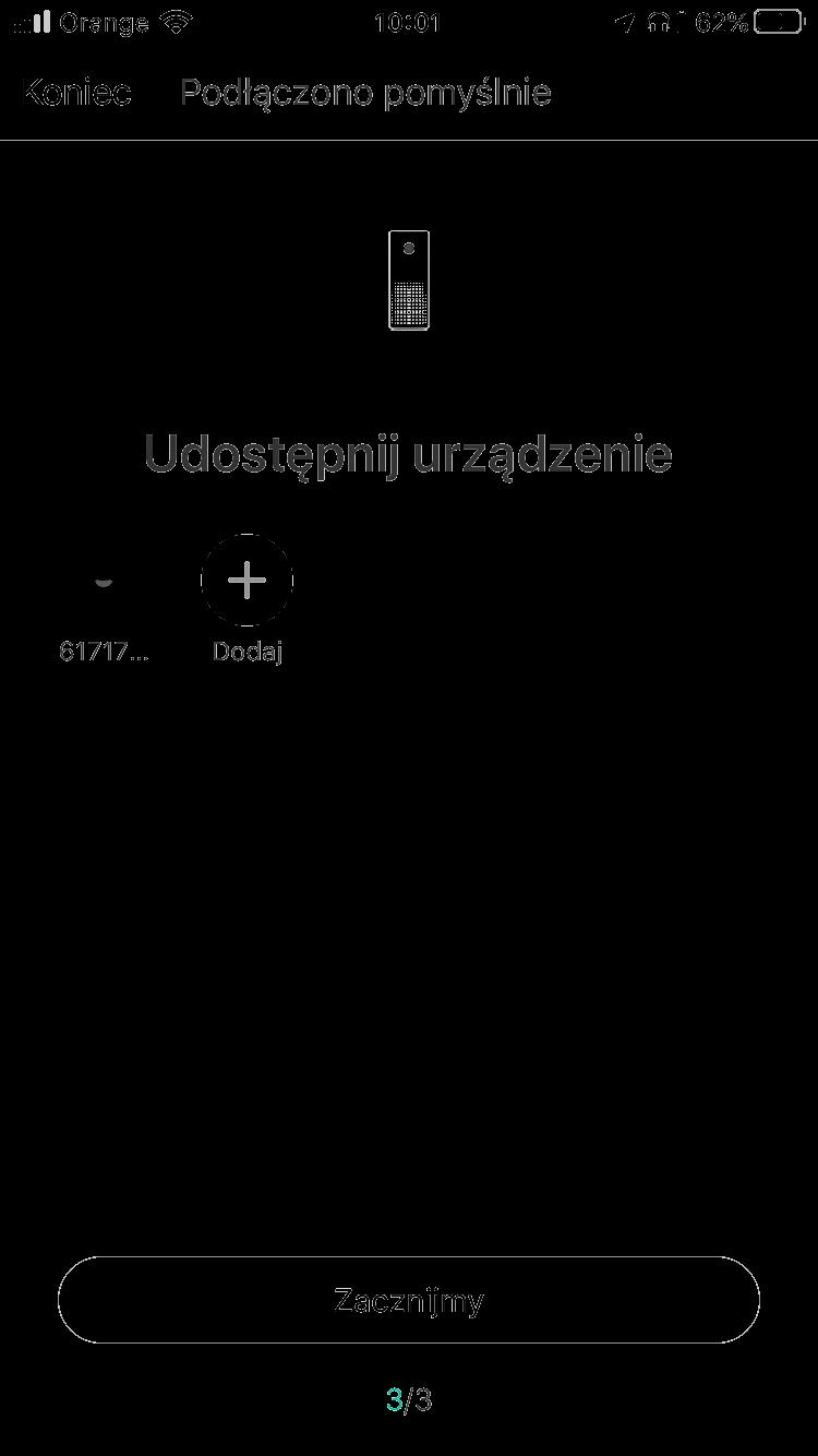 Ostatni ekran pozwala na udzielenie dostępu innym użytkownikom do oczyszczacza powietrza. Można zrobić to na tym etapie lub później.